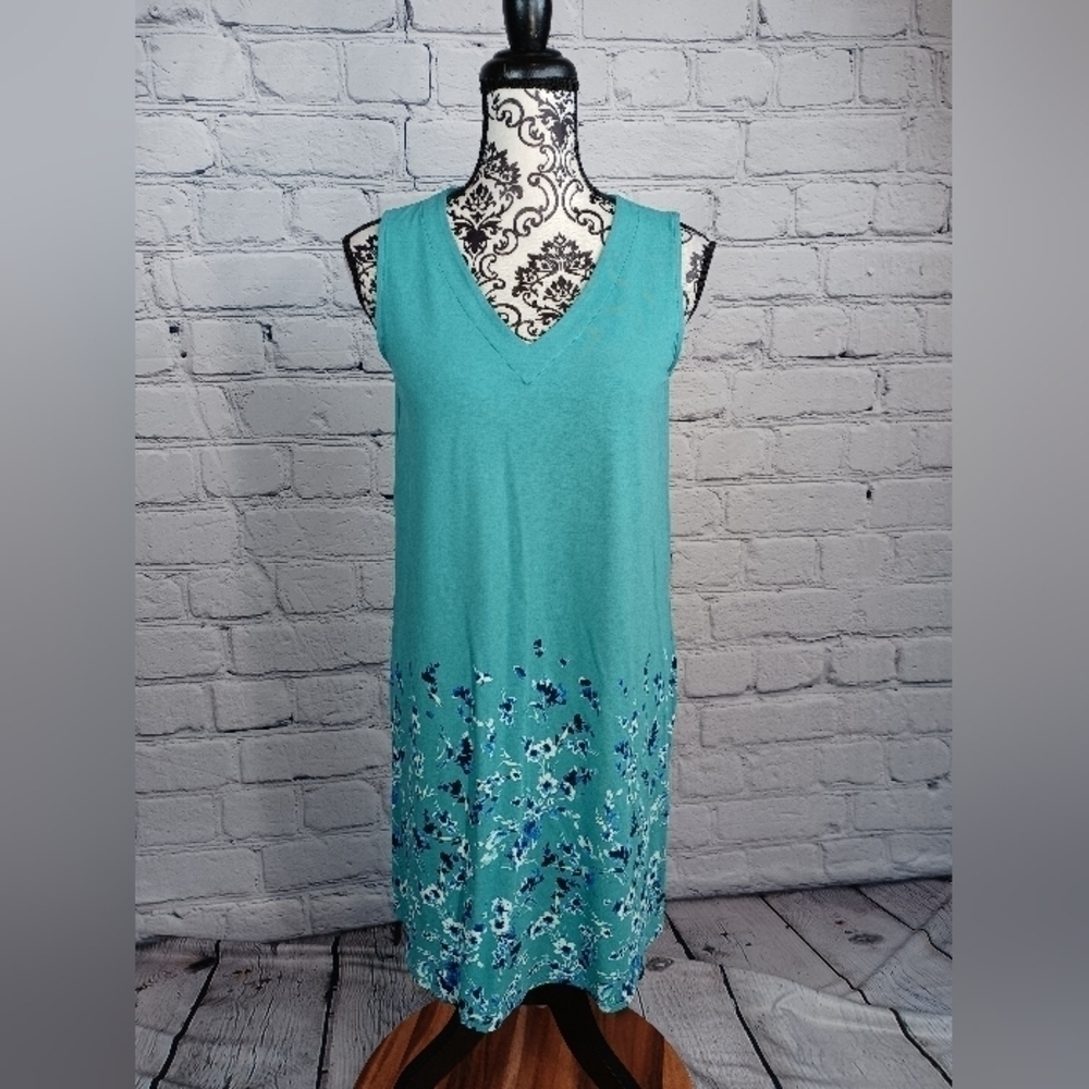 J. Jill women's sleeveless stretch knit popover dress floral print size ps b22